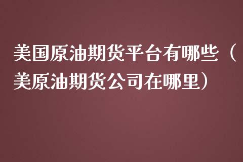 美国原油期货平台有哪些（美原油期货公司在哪里）_https://www.kuaijiepai.net_期货资讯_第1张