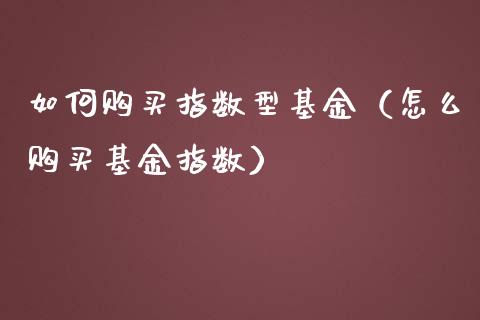 如何购买指数型基金（怎么购买基金指数）_https://www.kuaijiepai.net_期货理财_第1张