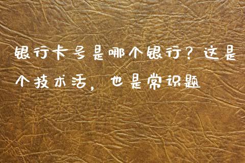 银行卡号是哪个银行？这是个技术活，也是常识题_https://www.kuaijiepai.net_期货理财_第1张