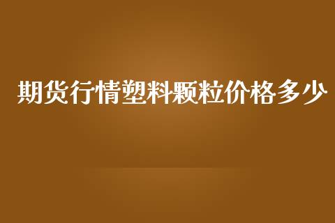 期货行情塑料颗粒价格多少_https://www.kuaijiepai.net_国际期货_第1张