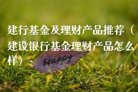 建行基金及理财产品推荐（建设银行基金理财产品怎么样）_https://www.kuaijiepai.net_投资理财_第1张