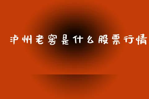 泸州老窖是什么股票行情_https://www.kuaijiepai.net_股票理论_第1张