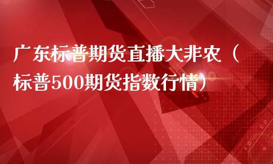 广东标普期货直播大非农（标普500期货指数行情）_https://www.kuaijiepai.net_期货在线_第1张