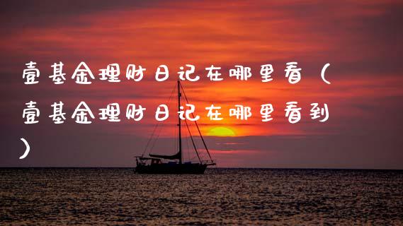 壹基金理财日记在哪里看（壹基金理财日记在哪里看到）_https://www.kuaijiepai.net_期货理财_第1张