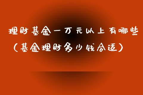 理财基金一万元以上有哪些（基金理财多少钱合适）_https://www.kuaijiepai.net_投资理财_第1张