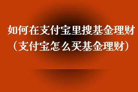 如何在支付宝里搜基金理财（支付宝怎么买基金理财）_https://www.kuaijiepai.net_期货理财_第1张