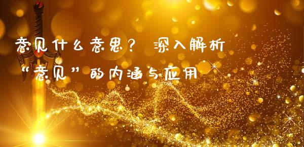 意见什么意思？ 深入解析“意见”的内涵与应用_https://www.kuaijiepai.net_期货理财_第1张
