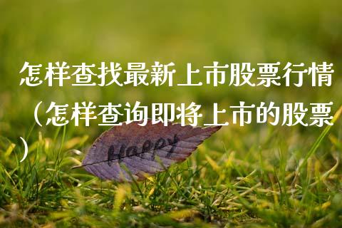 怎样查找最新上市股票行情（怎样查询即将上市的股票）_https://www.kuaijiepai.net_股票理论_第1张