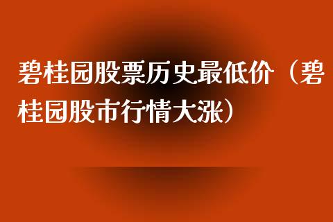 碧桂园股票历史最低价（碧桂园股市行情大涨）_https://www.kuaijiepai.net_新股新闻_第1张