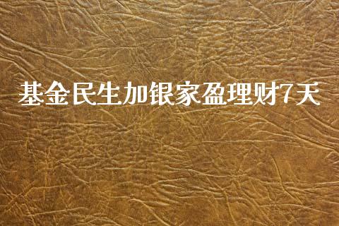 基金民生加银家盈理财7天_https://www.kuaijiepai.net_期货理财_第1张
