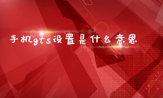 手机gts设置是什么意思_https://www.kuaijiepai.net_国际期货_第1张