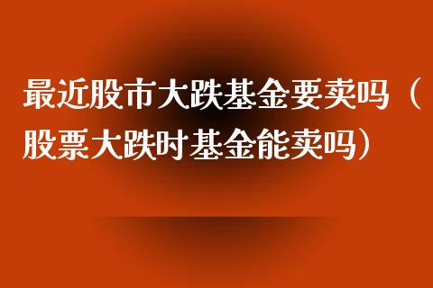 最近股市大跌基金要卖吗（股票大跌时基金能卖吗）_https://www.kuaijiepai.net_投资理财_第1张