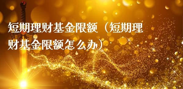 短期理财基金限额（短期理财基金限额怎么办）_https://www.kuaijiepai.net_投资理财_第1张