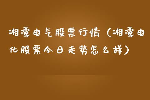 湘潭电气股票行情（湘潭电化股票今日走势怎么样）_https://www.kuaijiepai.net_新股新闻_第1张