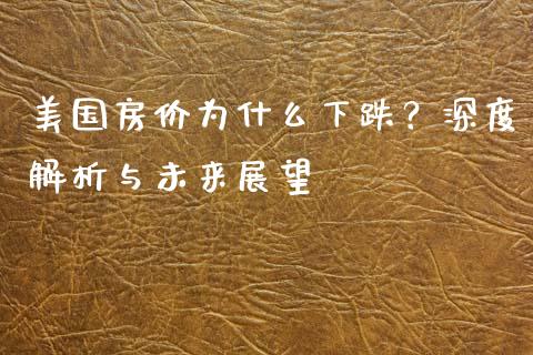 美国房价为什么下跌？深度解析与未来展望_https://www.kuaijiepai.net_期货理财_第1张