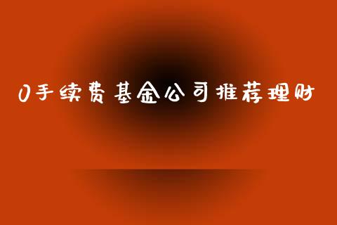 0手续费基金公司推荐理财_https://www.kuaijiepai.net_投资理财_第1张
