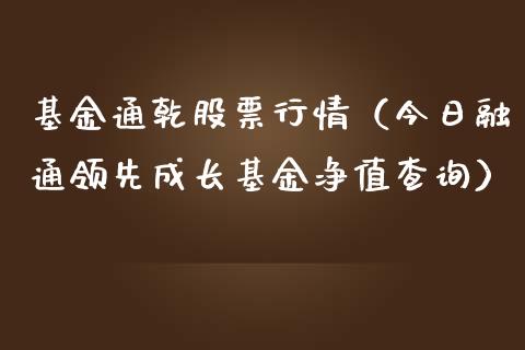 基金通乾股票行情（今日融通领先成长基金净值查询）_https://www.kuaijiepai.net_新股新闻_第1张