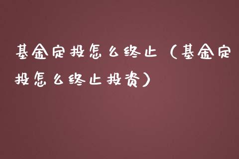 基金定投怎么终止（基金定投怎么终止投资）_https://www.kuaijiepai.net_投资理财_第1张