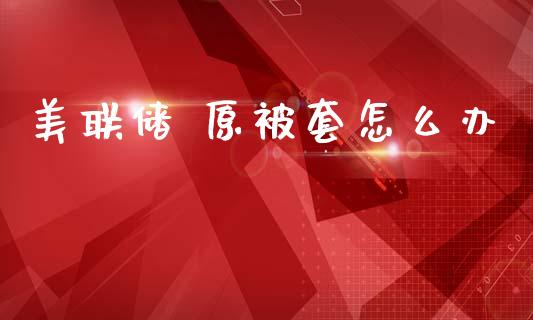 美联储 原被套怎么办_https://www.kuaijiepai.net_期货理财_第1张