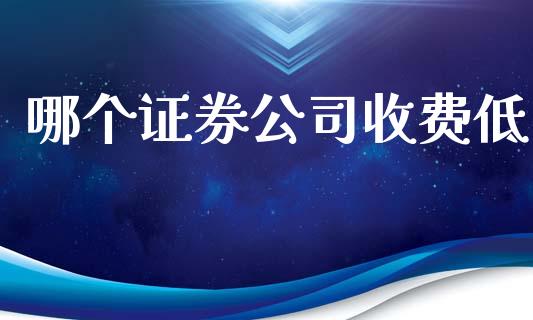 哪个证券公司收费低_https://www.kuaijiepai.net_期货理财_第1张