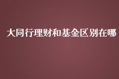 大同行理财和基金区别在哪_https://www.kuaijiepai.net_投资理财_第1张