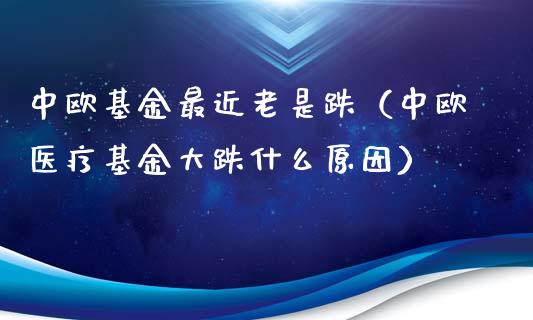 中欧基金最近老是跌（中欧医疗基金大跌什么原因）_https://www.kuaijiepai.net_期货理财_第1张