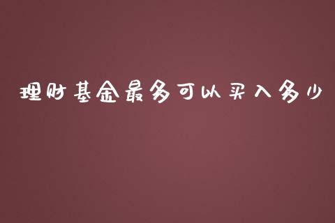 理财基金最多可以买入多少_https://www.kuaijiepai.net_投资理财_第1张