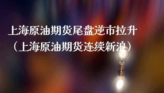 上海原油期货尾盘逆市拉升（上海原油期货连续新浪）_https://www.kuaijiepai.net_期货资讯_第1张