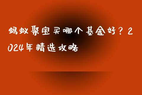 蚂蚁聚宝买哪个基金好？2024年精选攻略_https://www.kuaijiepai.net_期货理财_第1张