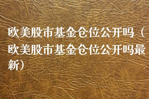 欧美股市基金仓位公开吗（欧美股市基金仓位公开吗最新）_https://www.kuaijiepai.net_期货理财_第1张
