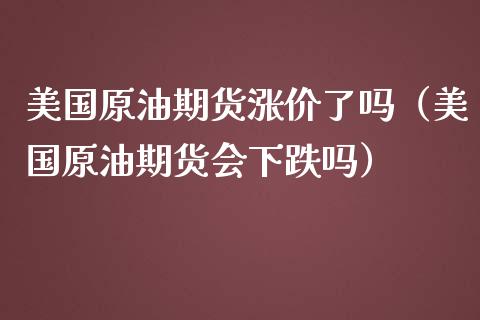 美国原油期货涨价了吗（美国原油期货会下跌吗）_https://www.kuaijiepai.net_国际期货_第1张