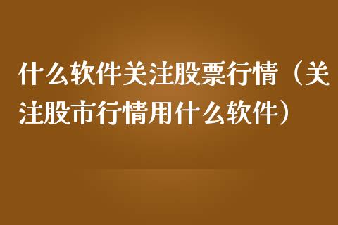 什么软件关注股票行情（关注股市行情用什么软件）_https://www.kuaijiepai.net_国际股建_第1张