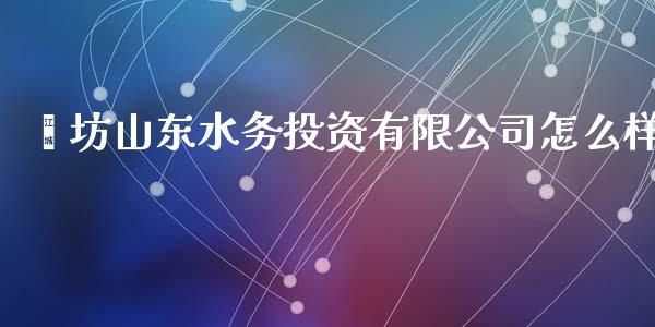 潍坊山东水务投资有限公司怎么样_https://www.kuaijiepai.net_股票理论_第1张