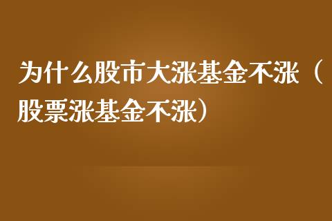 为什么股市大涨基金不涨（股票涨基金不涨）_https://www.kuaijiepai.net_投资理财_第1张