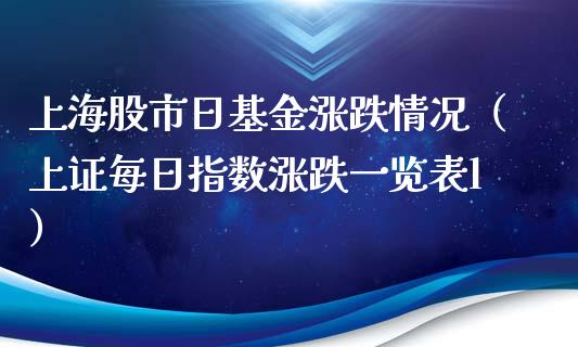 上海股市日基金涨跌情况（上证每日指数涨跌一览表l）_https://www.kuaijiepai.net_期货理财_第1张