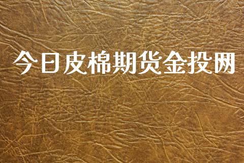 今日皮棉期货金投网_https://www.kuaijiepai.net_国际期货_第1张
