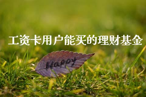 工资卡用户能买的理财基金_https://www.kuaijiepai.net_投资理财_第1张