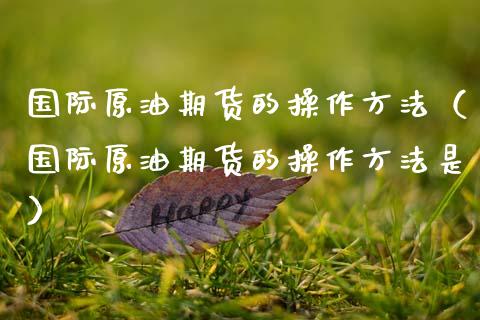 国际原油期货的操作方法（国际原油期货的操作方法是）_https://www.kuaijiepai.net_期货资讯_第1张