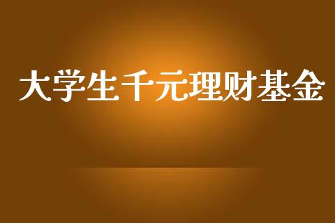 大学生千元理财基金_https://www.kuaijiepai.net_投资理财_第1张