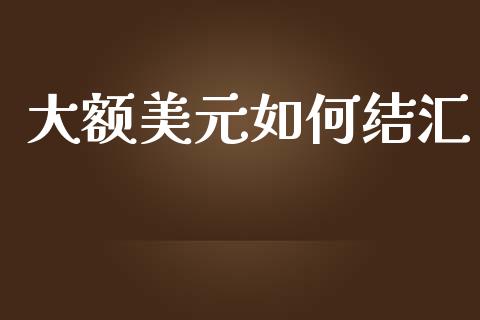 大额美元如何结汇_https://www.kuaijiepai.net_期货理财_第1张