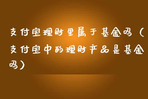 支付宝理财里属于基金吗（支付宝中的理财产品是基金吗）_https://www.kuaijiepai.net_期货理财_第1张