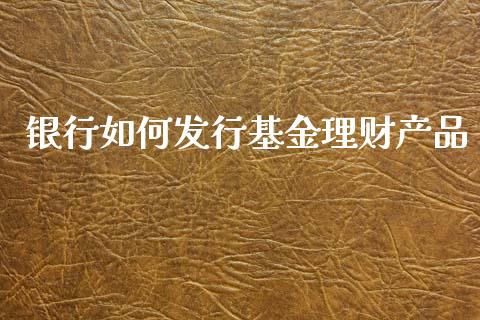 银行如何发行基金理财产品_https://www.kuaijiepai.net_投资理财_第1张