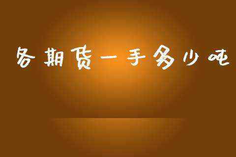 各期货一手多少吨_https://www.kuaijiepai.net_股票理论_第1张