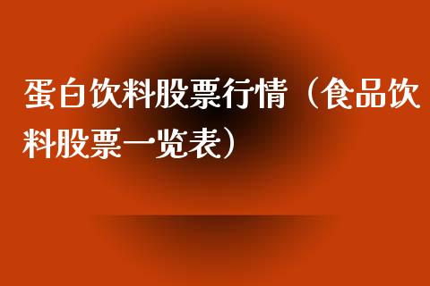 蛋白饮料股票行情（食品饮料股票一览表）_https://www.kuaijiepai.net_新股新闻_第1张