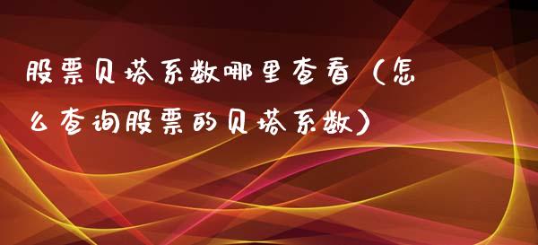 股票贝塔系数哪里查看（怎么查询股票的贝塔系数）_https://www.kuaijiepai.net_国际股建_第1张