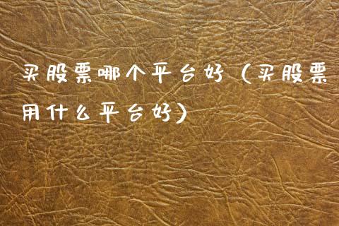买股票哪个平台好（买股票用什么平台好）_https://www.kuaijiepai.net_新股新闻_第1张