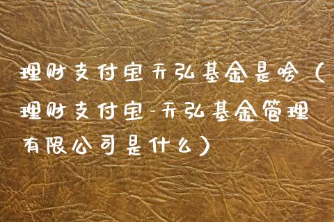 理财支付宝天弘基金是啥（理财支付宝-天弘基金管理有限公司是什么）_https://www.kuaijiepai.net_期货理财_第1张