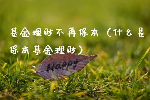基金理财不再保本（什么是保本基金理财）_https://www.kuaijiepai.net_期货理财_第1张