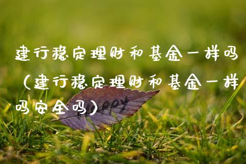 建行稳定理财和基金一样吗（建行稳定理财和基金一样吗安全吗）_https://www.kuaijiepai.net_期货理财_第1张
