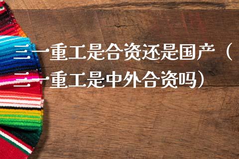 三一重工是合资还是国产（三一重工是中外合资吗）_https://www.kuaijiepai.net_国际股建_第1张